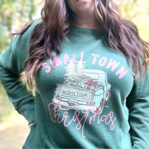 Small town Christmas graphic sweater